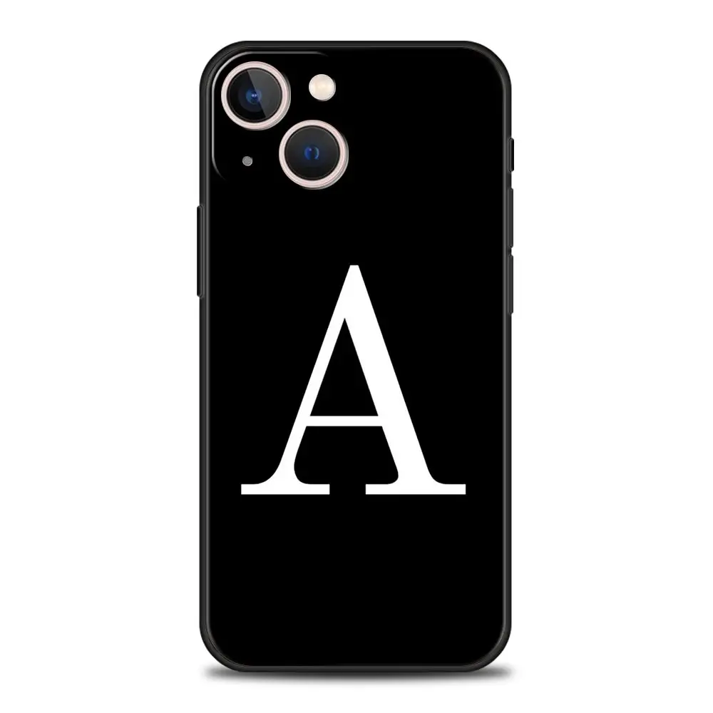Elegant Customizable Initial Letter Black Phone Case - Luxury Fashion Cover