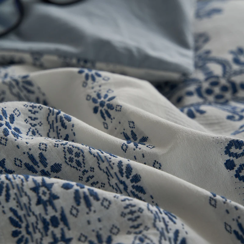 Waliicorners 4Pcs Bedding Set Nordic Double Quilt Cover Set Bed Linen Fitted Sheet Pillow New Bohemian Jacquard Washed Cotton 37 S00edbd4b42a54ec4b47625d34c9227e5h