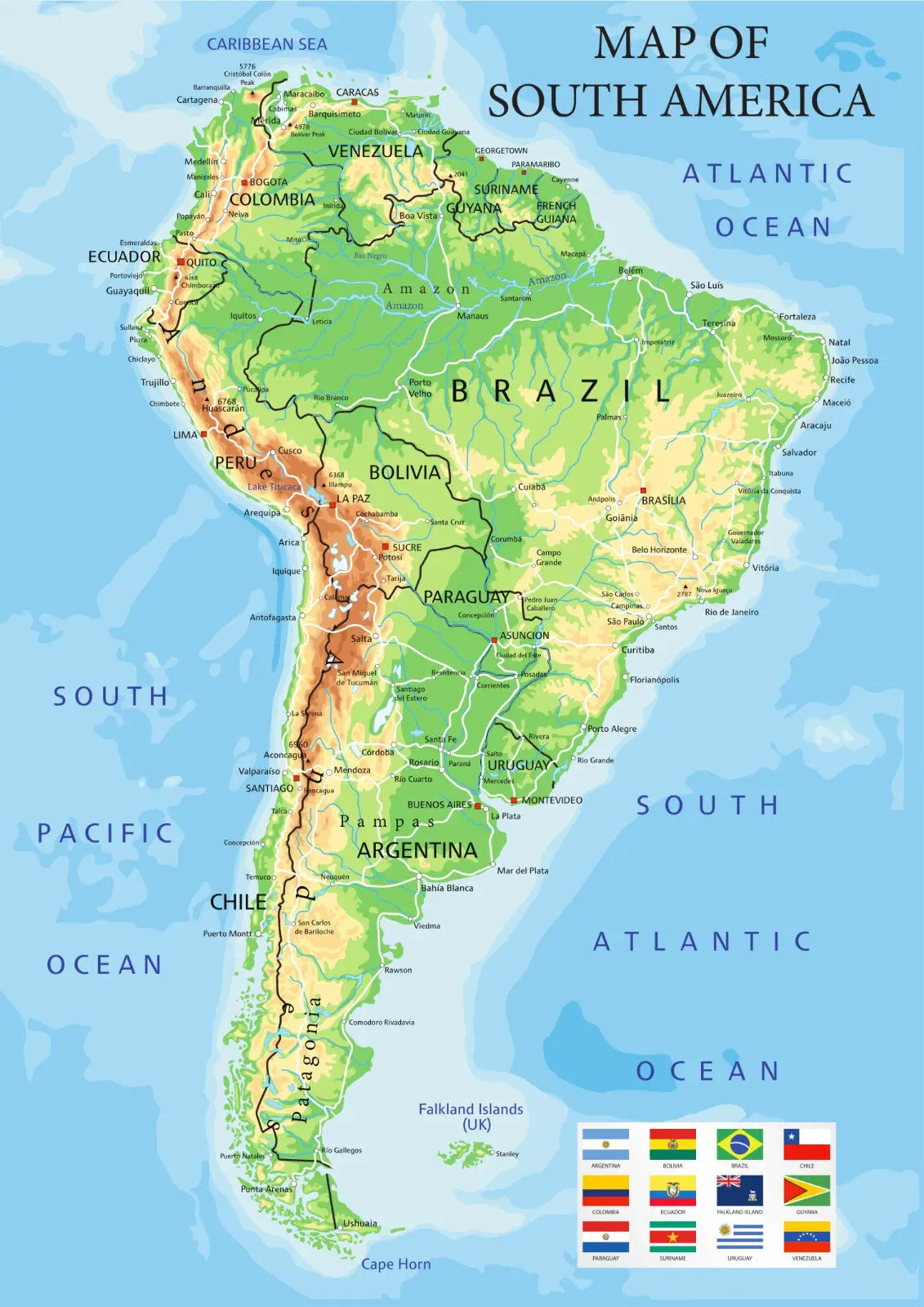 

Map of South America Print Art Canvas Poster for Living Room Decoration Home Wall Decor Picture