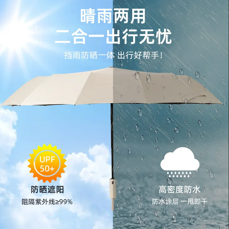 Car Umbrella Automatic 24 Ribs Sunny And Rainy Dual-purpose Umbrella Sturdy Folding Windproof Sunshade Sun