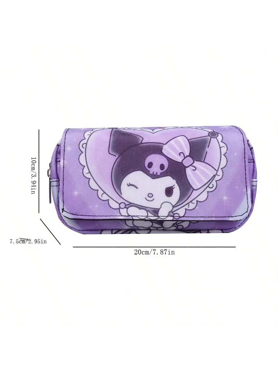 Schoolbag Students Kawaii Double-layer Pencil Bag Large-capacity Casual Backpack Cartoon Printing