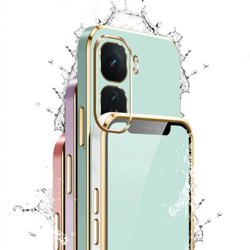 Luxury Plating Soft Silicone TPU Back Cover with Candy Camera Protection