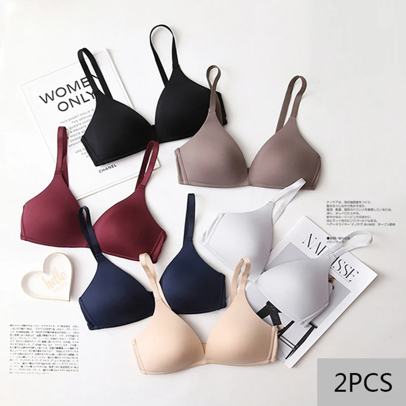 2PCS Seamless Bras for Women Push Up Bras No Wire Lingerie A B Cup