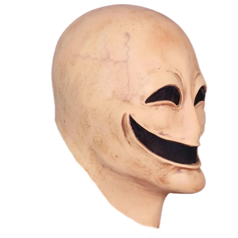 Horror Smile No Face Man Latex Mascara Head Cover Disguise Cosplay Scary Alien Helmet Halloween Costume Faceless Mask for Men masquerade mask,full face mask,half face mask