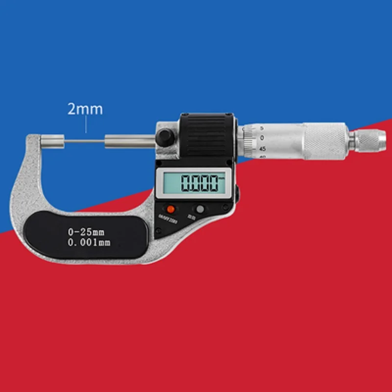 0-25MM 0.001 디지털 디스플레이 및 기계식 스케일 마이크로미터 스크류 게이지 나사산 외부 마이크로미터 측정 도구
