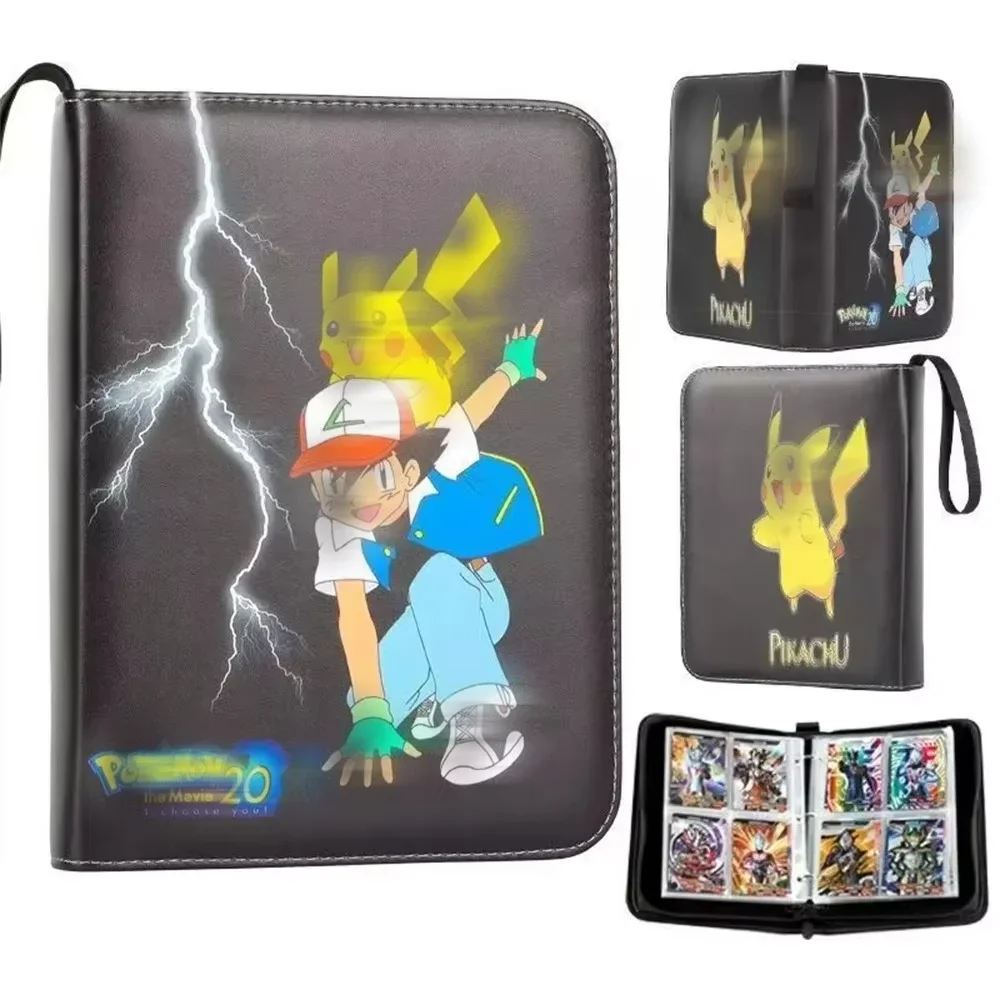 Card Album 400-Card Premium PU Leather Binder 50 Removable 4-Pocket Pages Water-Resistant Zippered Album For Professional Protection