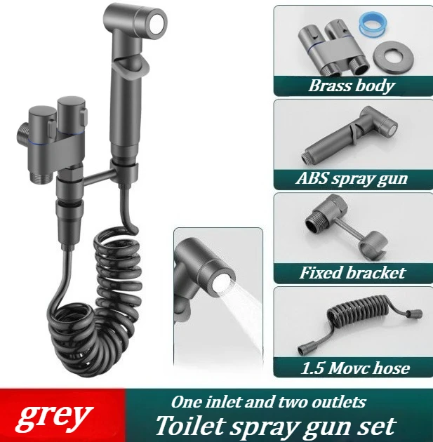 ปืนฉีดห้องน้ํา ห้องน้ําทองเหลือง 1 ใน 2 ออก ชุดทําความสะอาดวาล์วทางเข้าสําหรับเครื่องซักผ้าสตรี 1