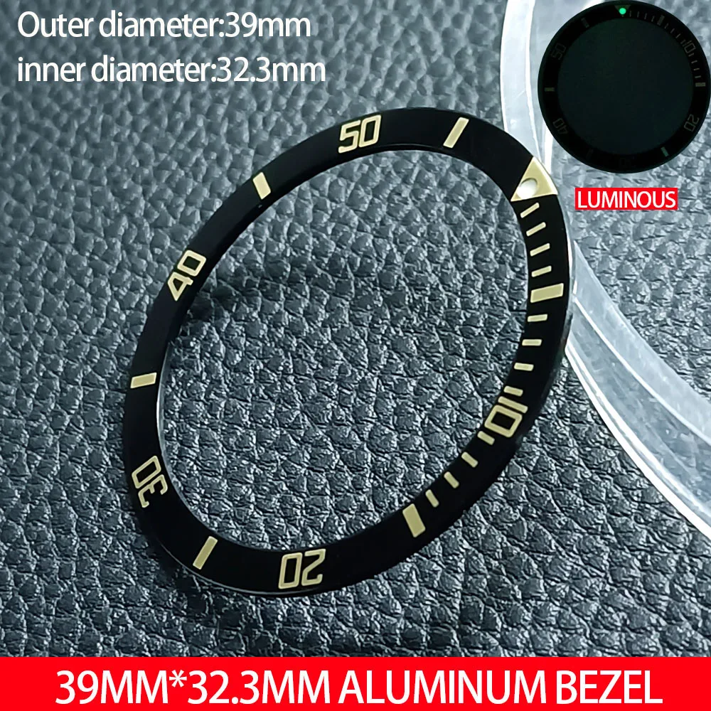 39*32.3mm Flat luminous aluminum Bezel insert diving watch Replacement watch accessories parts men celebrity women watch repair tool