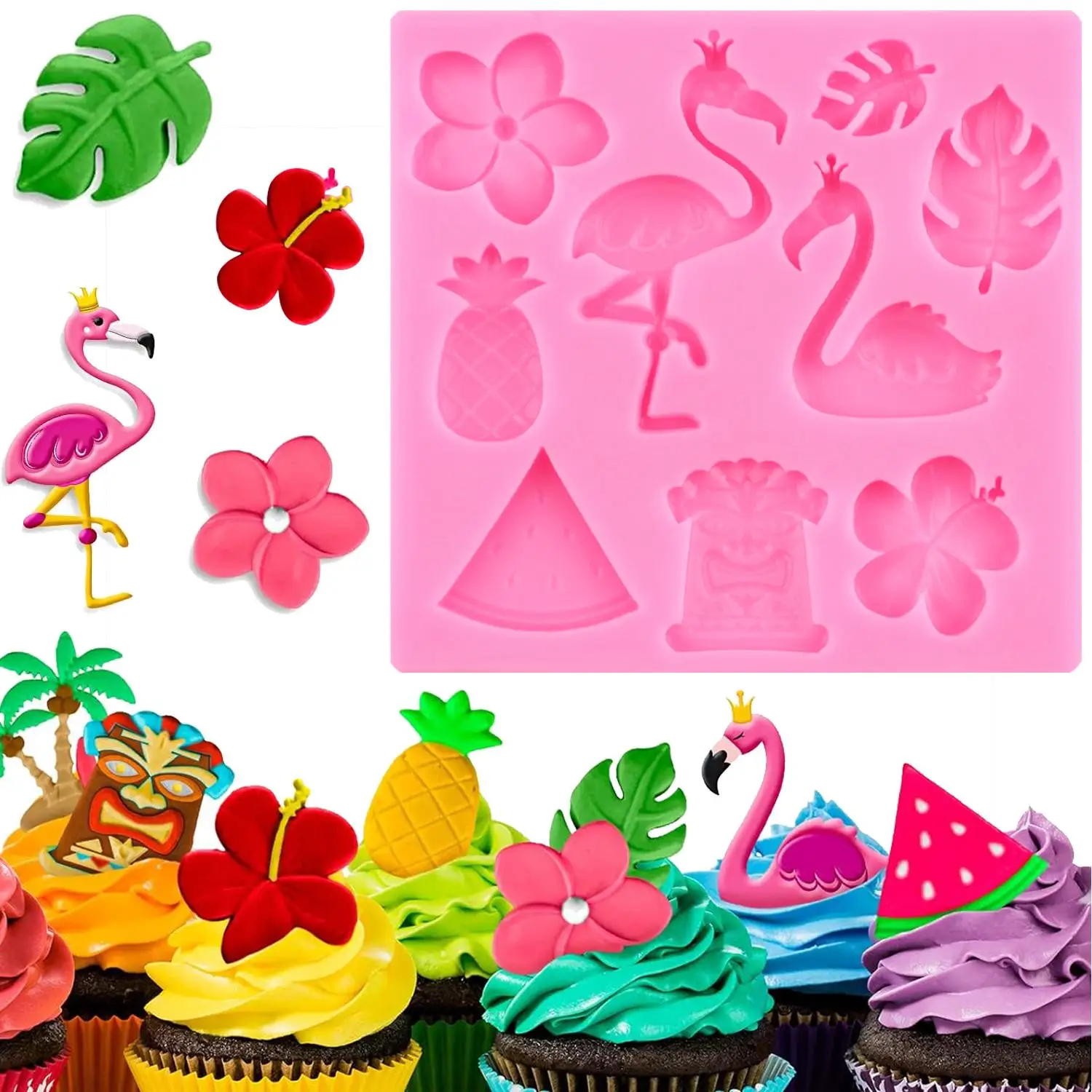 

Fondant Mold Summer Tropical Palm Leaves Flower Flamingo Silicone Mould Cake Decorating Cupcake Candy Chocolate Clay Molds