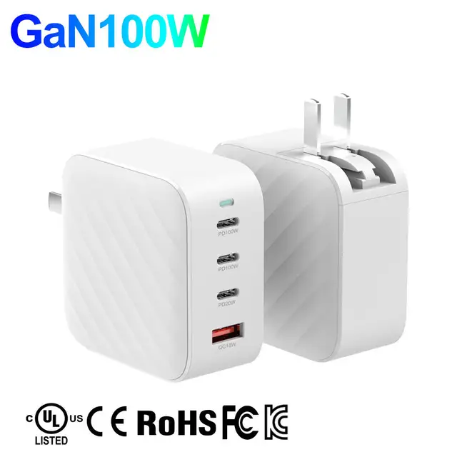 IBD PD 100w 한국 보호 접지 플러그, Kc 인증 컬러 간 충전기, 4 포트 USB C Pps Pse 고속 충전기