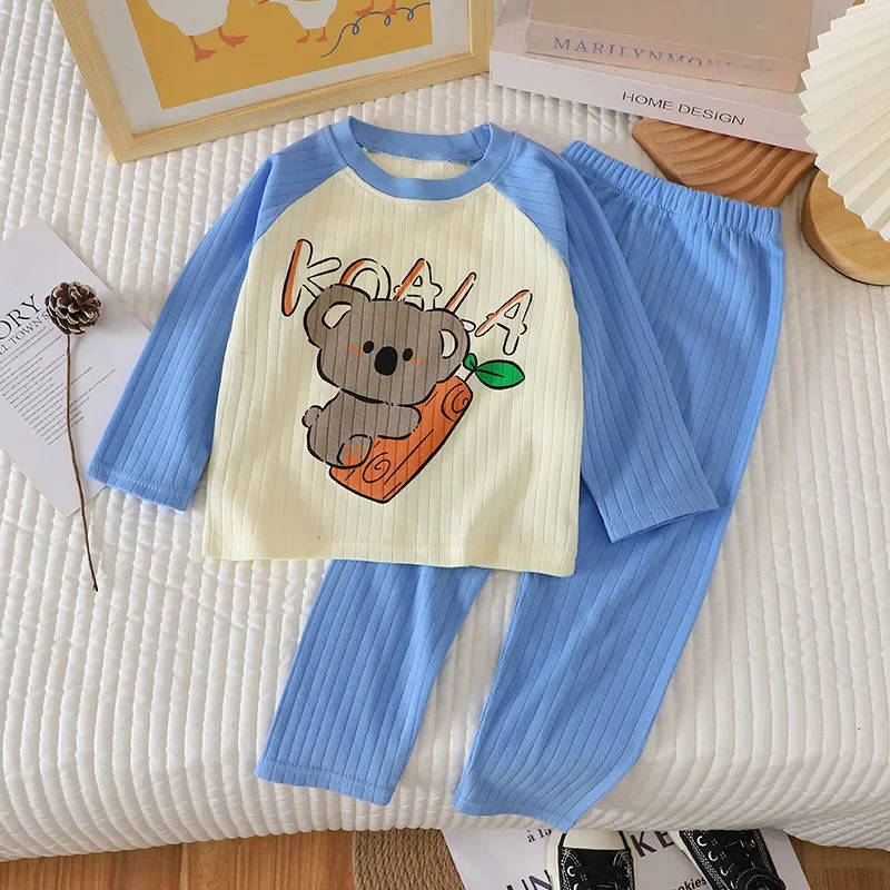 

Children's Cotton Cothes Set Long Sleeved Underwear Cartoon Panda Sleepwear Boys Girls Clothing Sets Baby Pajamas Kids Clothes