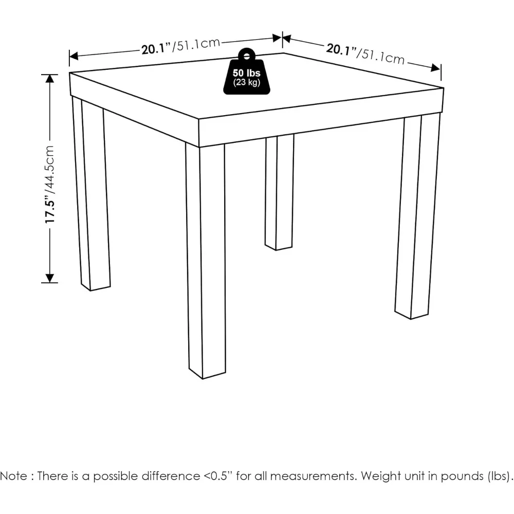 Homey Square Parsons Side End Table Set of 2