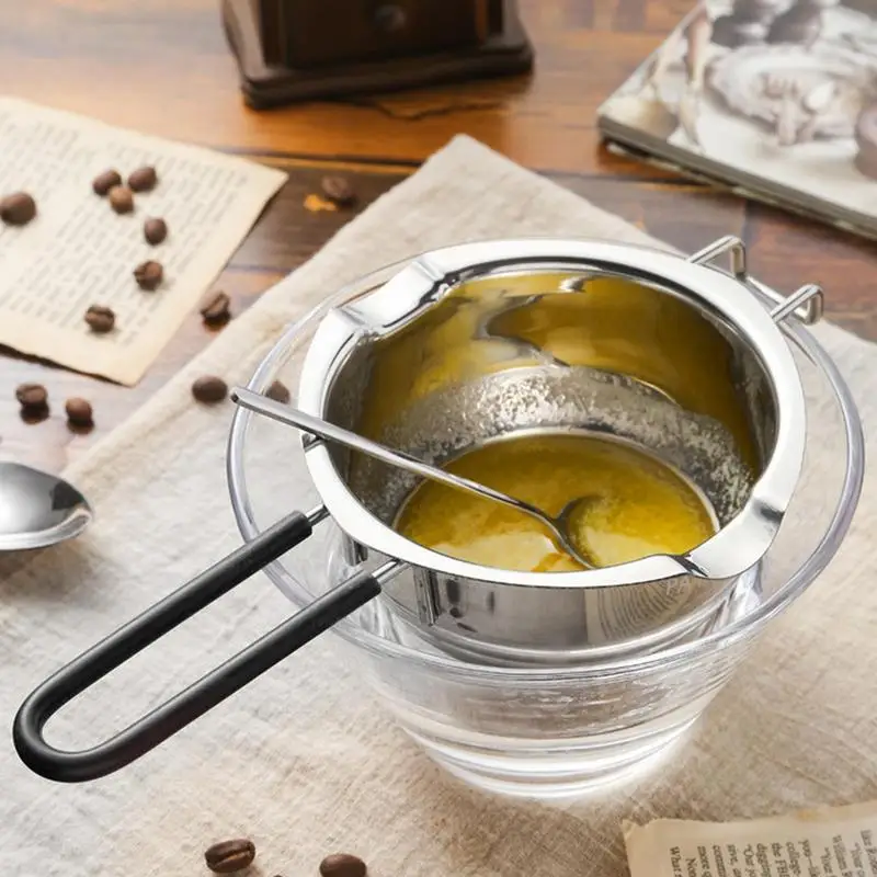 400ml Stainless Steel Boiler Pot with Heat Resistant Handle for Melting Chocolate Candy Butter Cheese and Candle Making Supplies