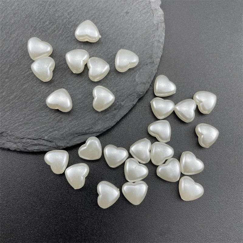 Love Heart Beads Perforated Imitation Pearls Beads For Jewelry Making Loose Spacer Beads DIY Necklace Bracelet Accessories