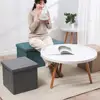 Storage Box Multi-functional Foldable Large Capacity Waterproof Fabric Storage Bench Modern Foot Rest Stool With Padded Seat 3