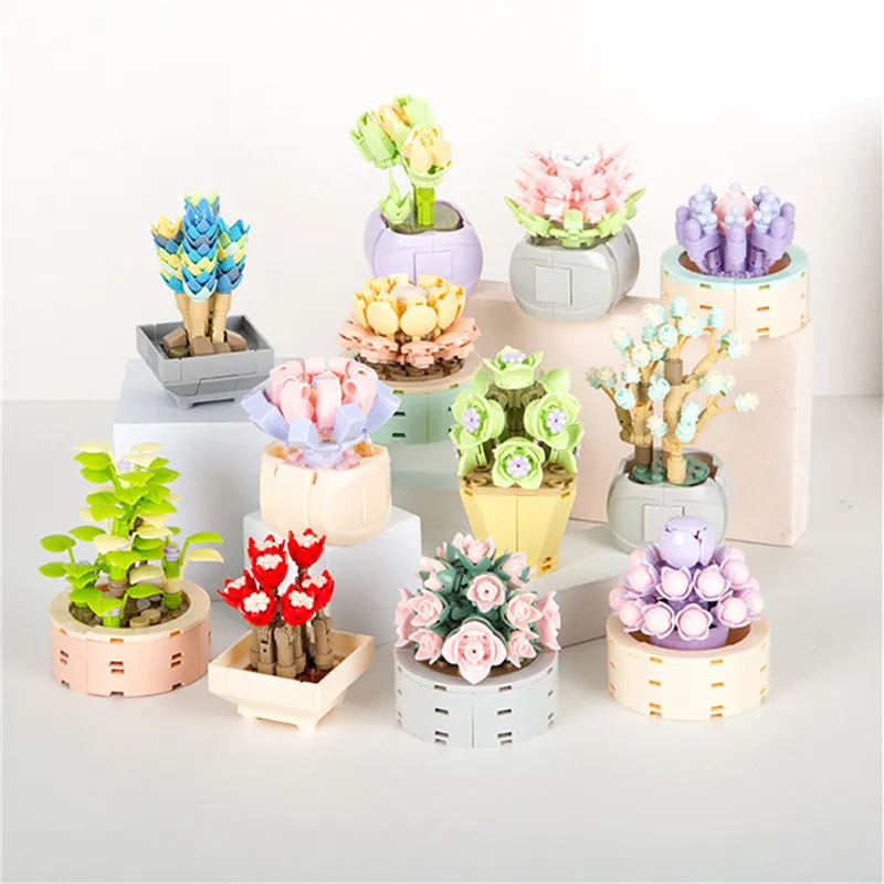 Home Decoration Toys Building Blocks Bouquet Bricks Brick Flower