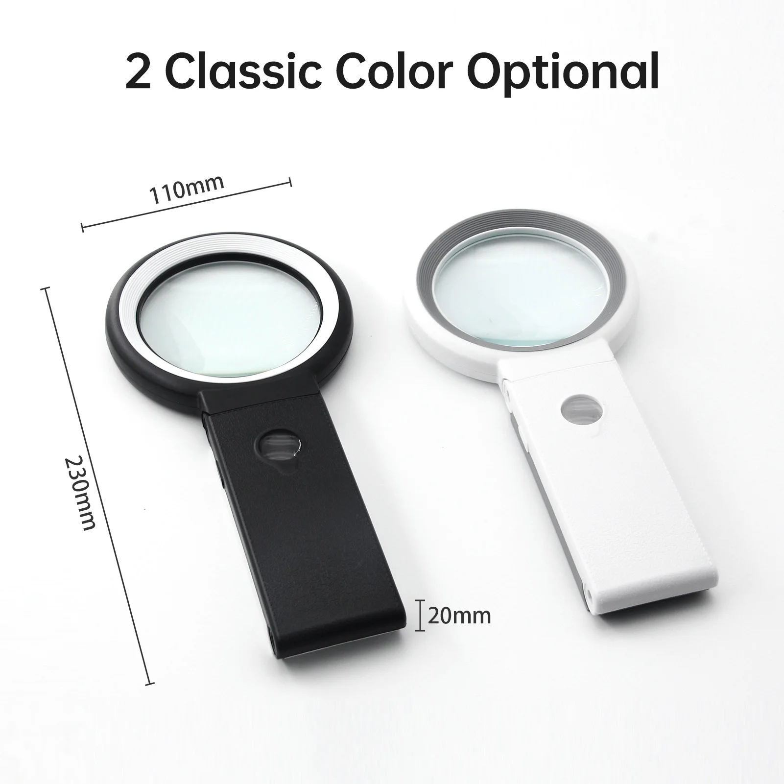 Handheld Magnifier 30X/10X Magnifying Glass with LED Light Foldable Handle for Reading Full Book Page Newspaper Support 3 Light