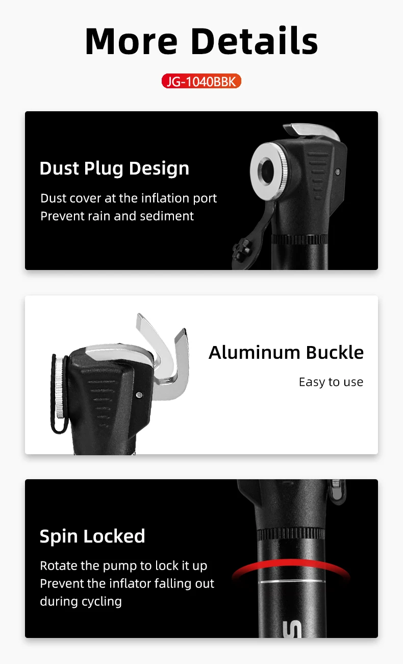 Rockbros Bicycle Mini Pump Portable Light Aluminum Alloy Bike Pump Air