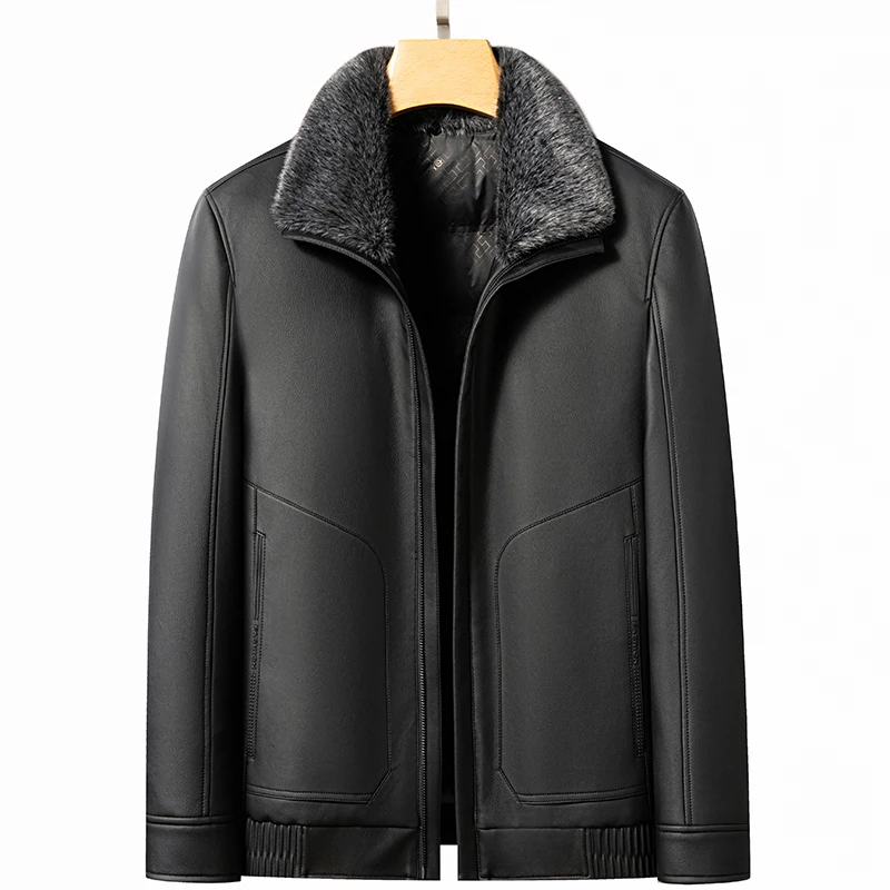 Down Jacket Men's Winter Ferret Fur Collar 90% White Duck Down Filling For Warmth