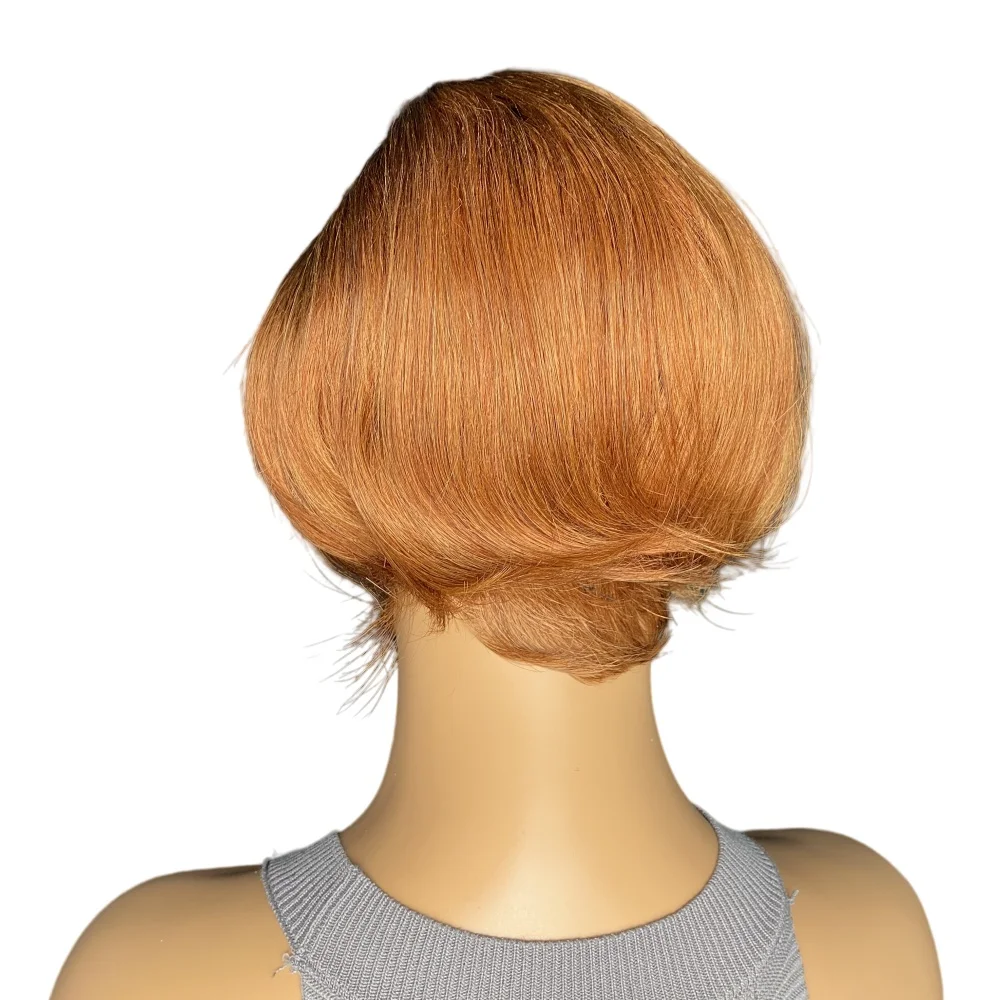 Short Pixie Cut Bob Wig In Mixed Brown And Black With 150% Density 13x4x1 Lace Front For Black Women Short Human Hair wig
