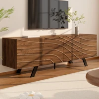 Современная мебель под телевизор с гофрированными дверцами и встроенным пространством для хранения, орех — изображение 2