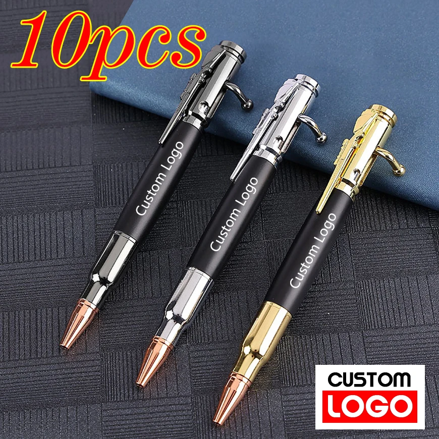 10Pcs Luxury Bolt Action Pen Logo Personalizzato Penna Tascabile A Sfera Penna Aziendale Retrattile Firma Home Lettering Nome Inciso