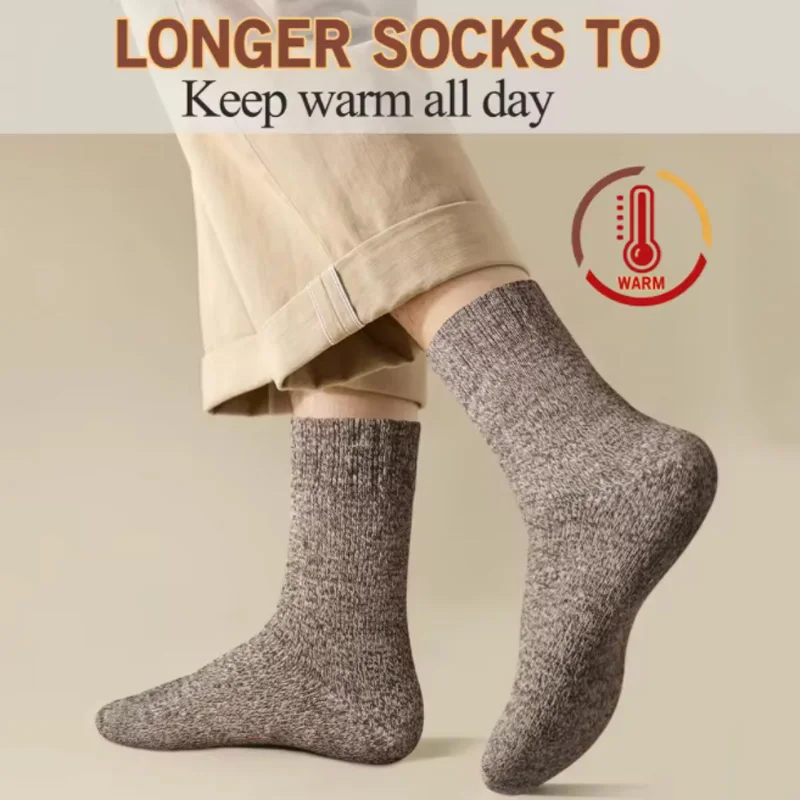 Winter Socks 5 Pairs Men&rsquo;s Women Warm Super Thicker Solid Merino Wool Against Cold Snow Terry