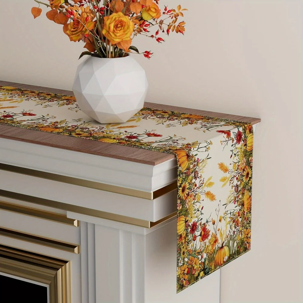 Fall Wildflower Pumpkin Table Runner 2