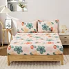 3PC Flower World Fitted Sheet Floral pattern 100%Polyester 1Fitted Sheet 2Pillowcase Queen/King Size Four Seasons No Pillowcase 1
