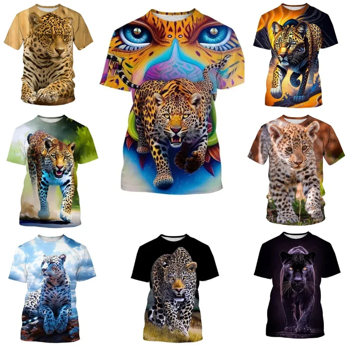 New Cheetah Pattern 3D Wild Animal Leopard Print T-shirt For Men