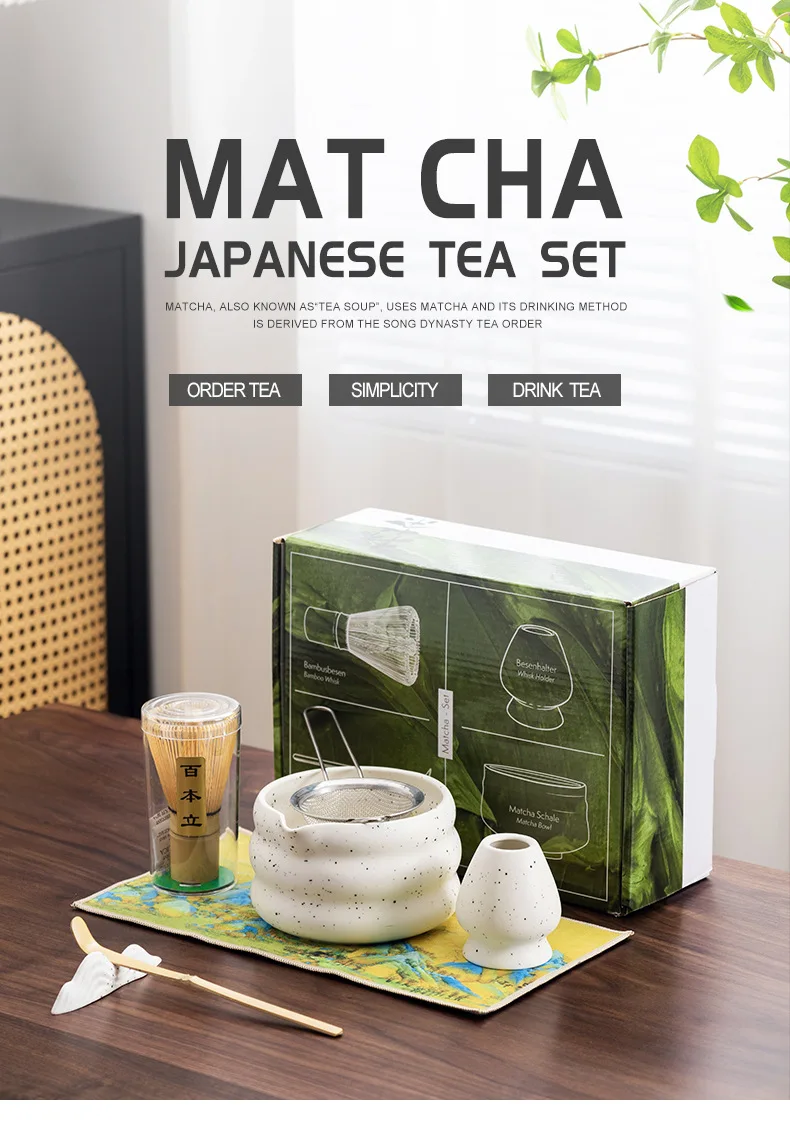 Complete 8-Piece Matcha Whisk Set With Bowl, Sifter & Tools - Traditional Japanese Tea Ceremony Kit