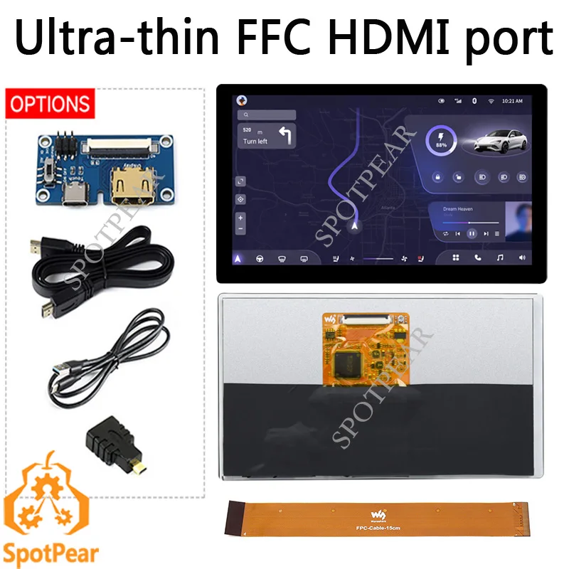 Raspberry pi Polegadas Tela Ultrafino Ips Qled Integrado Hdmi Porta Cabo Ffc 1024×600
