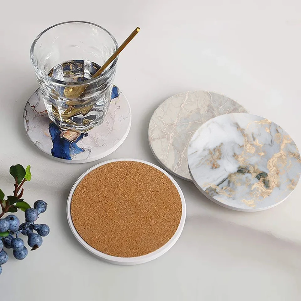 Rosa Marmor-Untersetzer Aus Keramik – Stylische & Saugfähige Unterlagen Für Tassen & Gläser