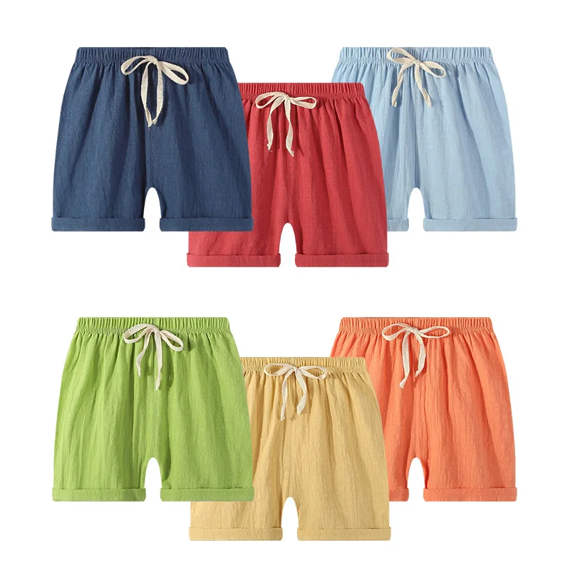 Kids Shorts Children's Summer Short Pants Boy Black Shorts For Teenager Kids Shorts Children's Linen Soft Kids Bottoms Boys Clothes