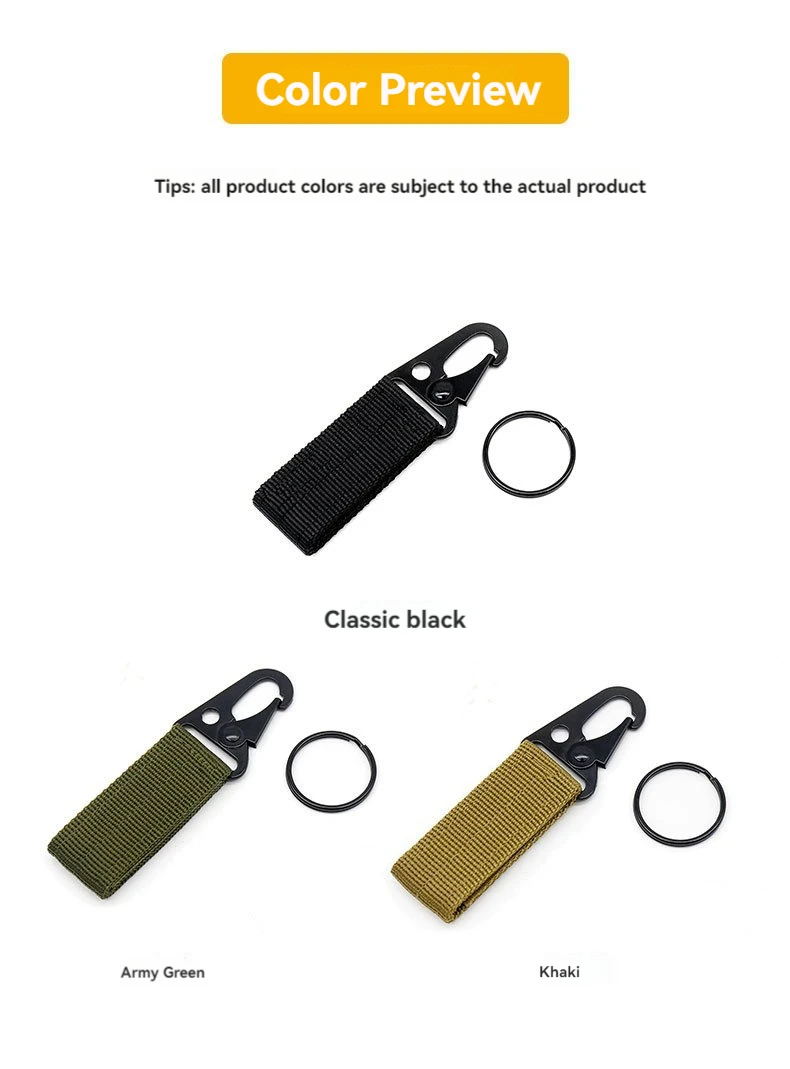 Description Picture 2 of itemTactical Hanging Buckle Molle Nylon Webbing Carabiner Belt Triangle Keychain for Outdoor Climbing Camping Tool Accessory