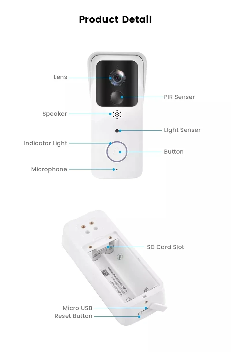5G 2.4G WiFi Video Doorbell 1080P Tuya Smart Outdoor Wireless Intercom Waterproof Wireless Camera with AC/DC Power Supply