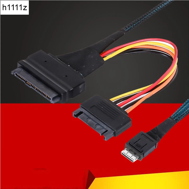 

MiniSAS Oculink 4,0 SFF-8611 4i 42Pin to SFF-8639 U.2 Cable 8611 to 8639 с поддержкой SATA питания 2,5 "NVMe SSD для майнинга