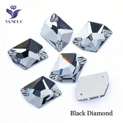 Colorful Cosmic Glass Crystal Sew-On Rhinestones - 21x27mm 16Pcs (Black Diamond)