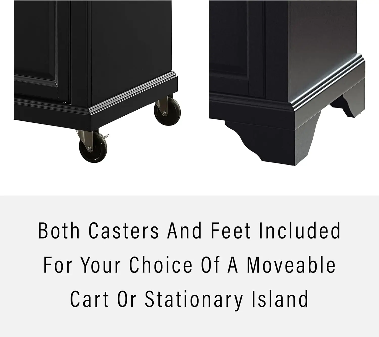 Lafayette Full Size Kitchen Island with Natural Wood Top, Black