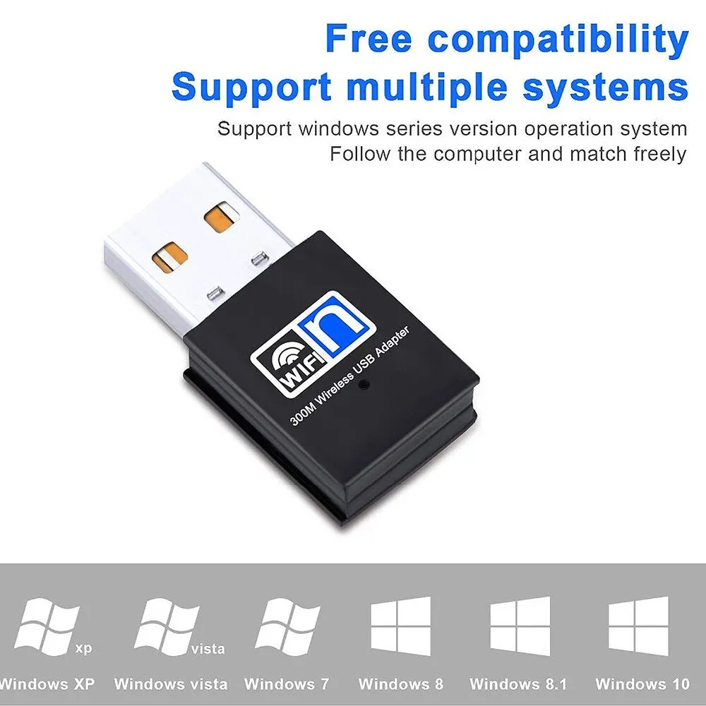 Mini Wireless USB Wifi Adapter 802.11N 300Mbps USB 2.0 Receiver Dongle  Network Card For Desktop Laptop Windows