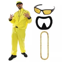 90'S Men's Rap Suit Solid Color Glossy Long Sleeve Stand Collar Zipper Coat+trousers+hat Suit Accessories Stage Costume 1
