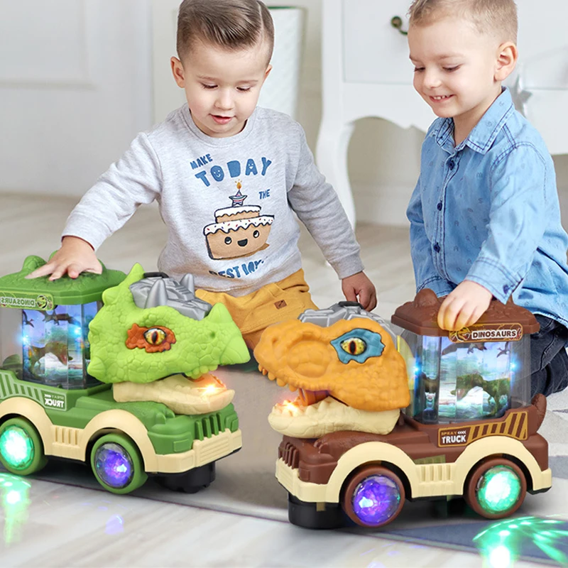 Auto Dinosauro Telecomandata Con Luci E Musica | Giocattolo Per Bambini 2-6 Anni, Testa Rimovibile, Ricaricabile USB | Regalo Compleanno Natale - 3