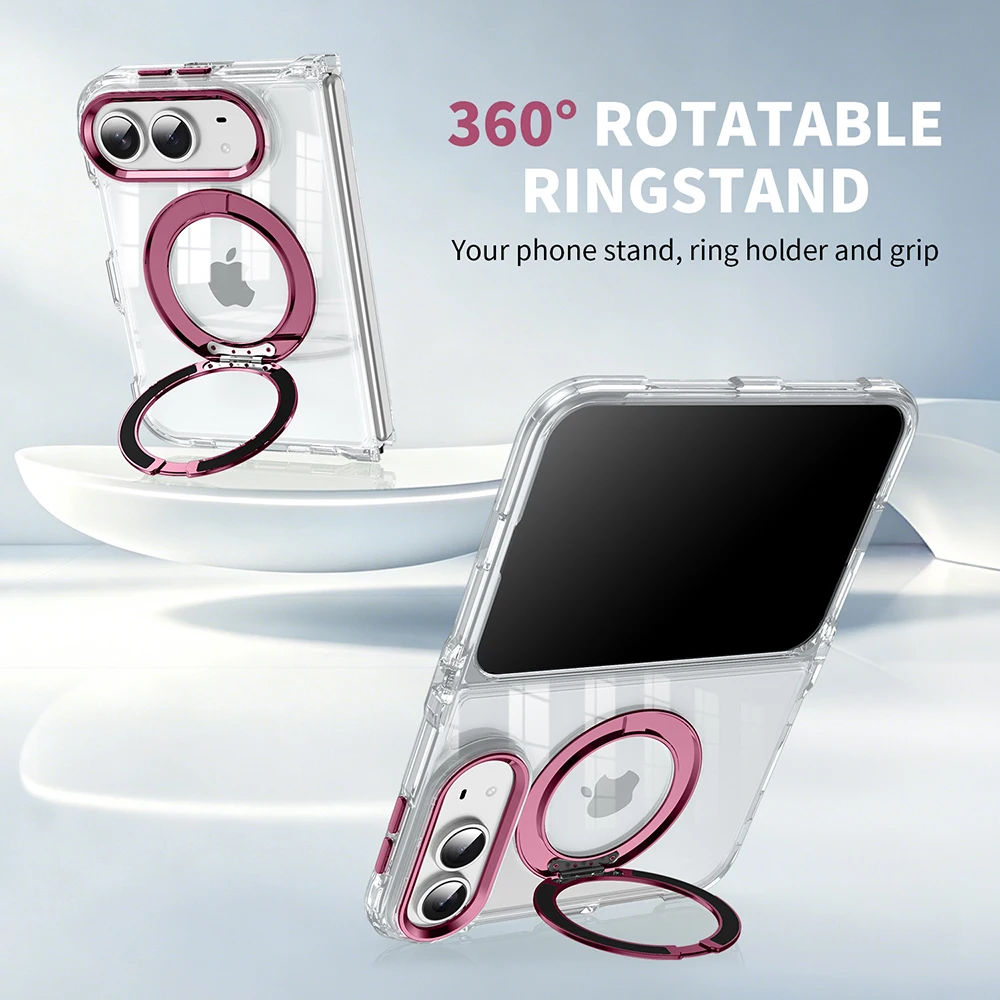 Premium Transparent MagSafe Phone Case with Rotating Magnetic Holder