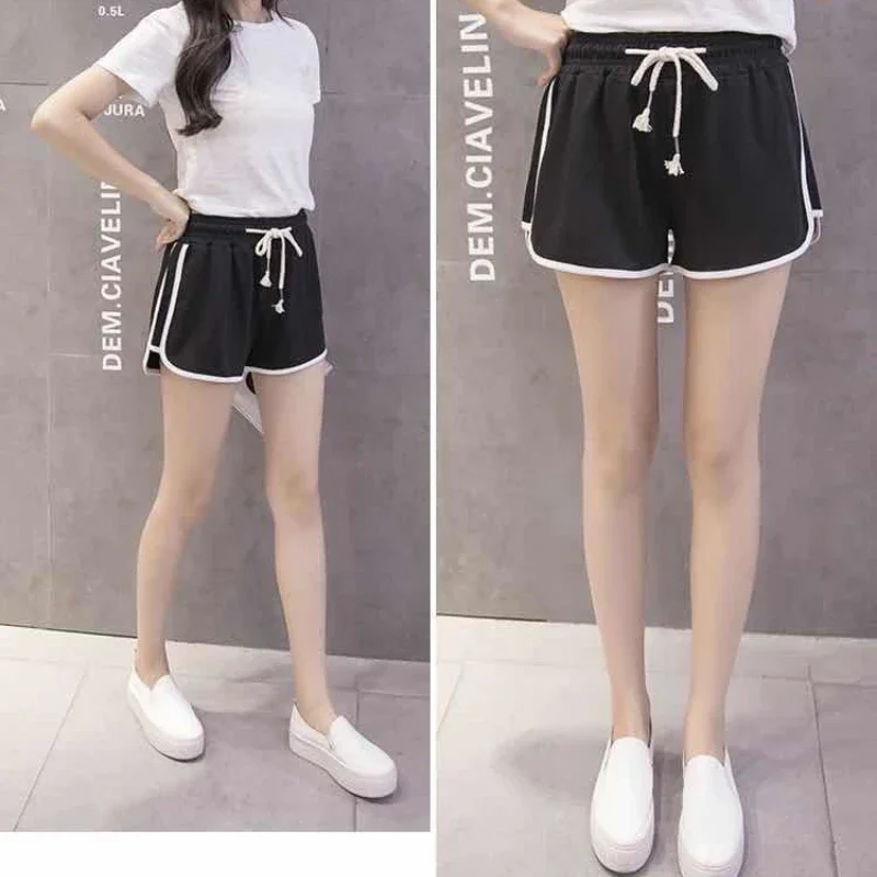 

Women yoga Shorts Summer outer wear mid-waist casual loose straight pants lady stylish thin breathable wide leg gym short pants