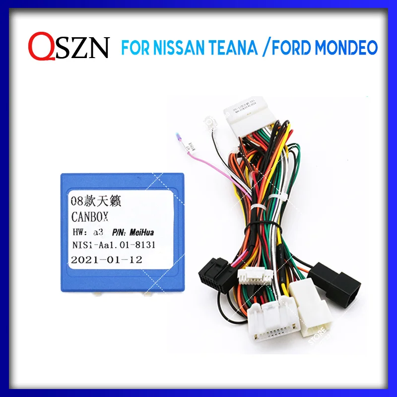 

QSZN For NISSAN Teana Altima For FORD MONDEO Android Car Radio Canbus Box Decoder Wiring Harness Adapter Power Cable XBS-002/3