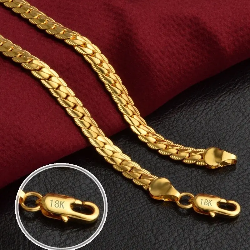 Elegant Silver & Gold 6mm Chain Jewelry Set - Fashionable Bracelets & Necklace