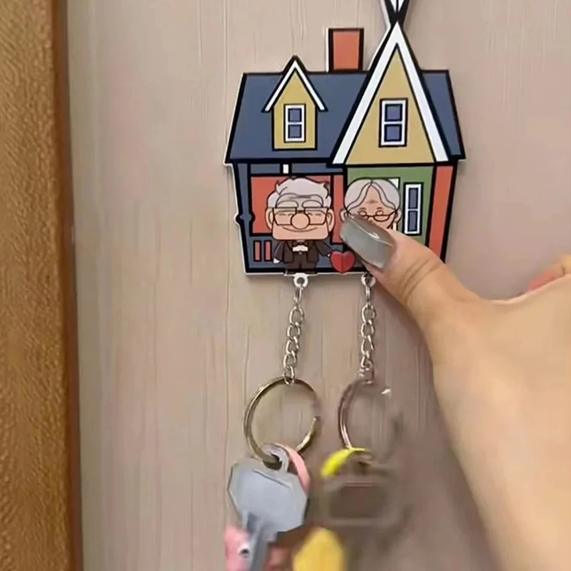 Couple Key Holder Shared Keychain Hanger Door Prevent Loss Key Pendant Lover House Up Moive Ring Home Decor for Girl Gift