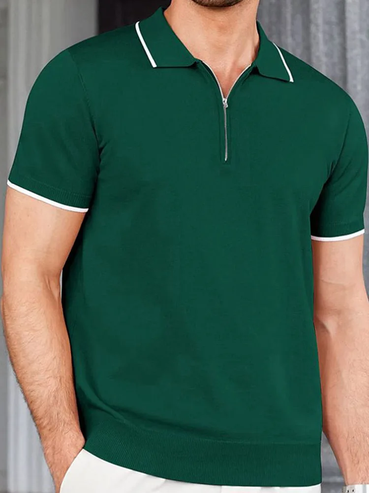 

Мужской вязаный свитер на молнии, Повседневная деловая рубашка-поло