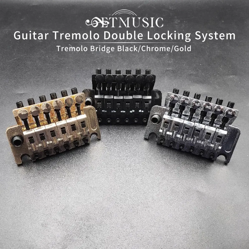 

1Set Electric Guitar Tremolo Bridge Systems with logo Double Locking Edge with Whammy Bar Black Gold Chrome Color