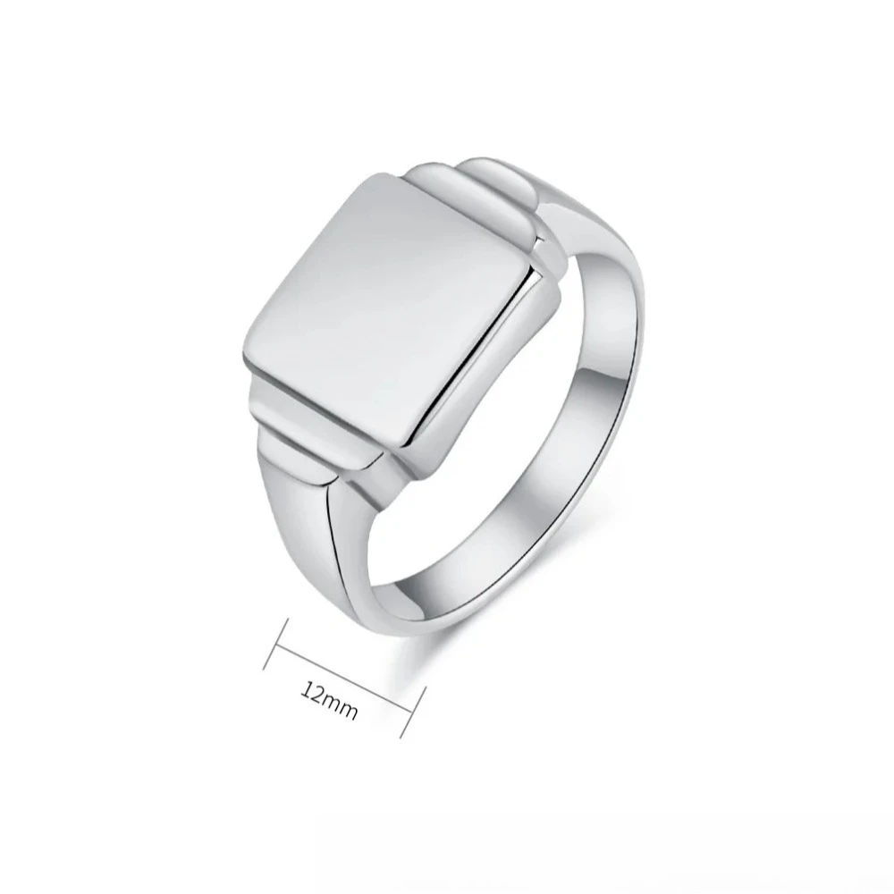 INS anelli con superficie liscia quadrata geometrica semplice, dito donna uomo in acciaio inossidabile, gioielli alla moda - immagine 4